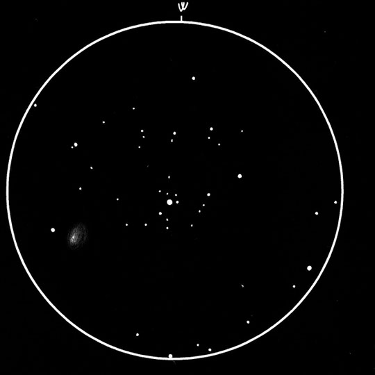 Az NGC 2451 és 2477 nyílthalmazok Kovács Gergő rajzán
