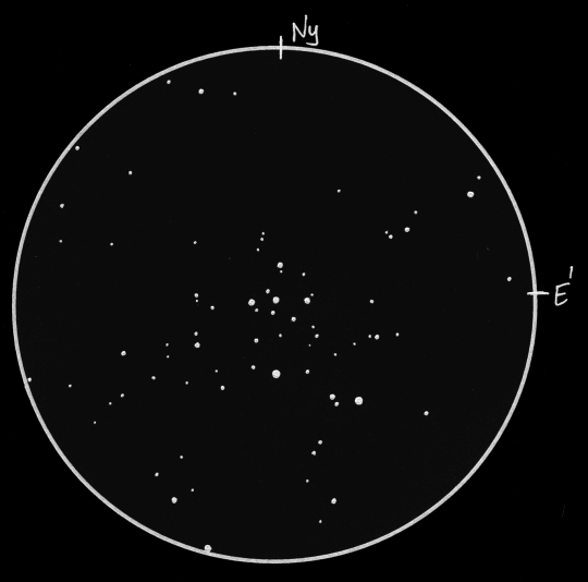 A Cas és a Cam határán fekszik 23' méretű, 7m összfényességű Trumpler 3 (= Harvard 1) halmaz, amely a Trumpler katalógus egyk leglátványosabb, és legtöbbet észlelt objektuma. Sánta GÁbor rajza 8 cm-es refraktorral, 67-szeres nagyítással készült.