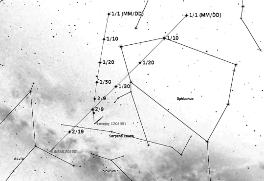A C/2012 X1 (LINEAR) és a Lovejoy-üstökös randevúja feb. 9-én