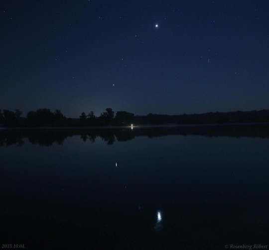 A Jupiter, a Mars, a Regulus és a Vénusz egy vonalban október 5-én hajnalban, Rosenberg Róbert adonyi felvételén.