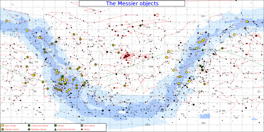 A Messier-objektumok égi elhelyezkedése. (http://www.constellation-guide.com, Jim Cornmell) 