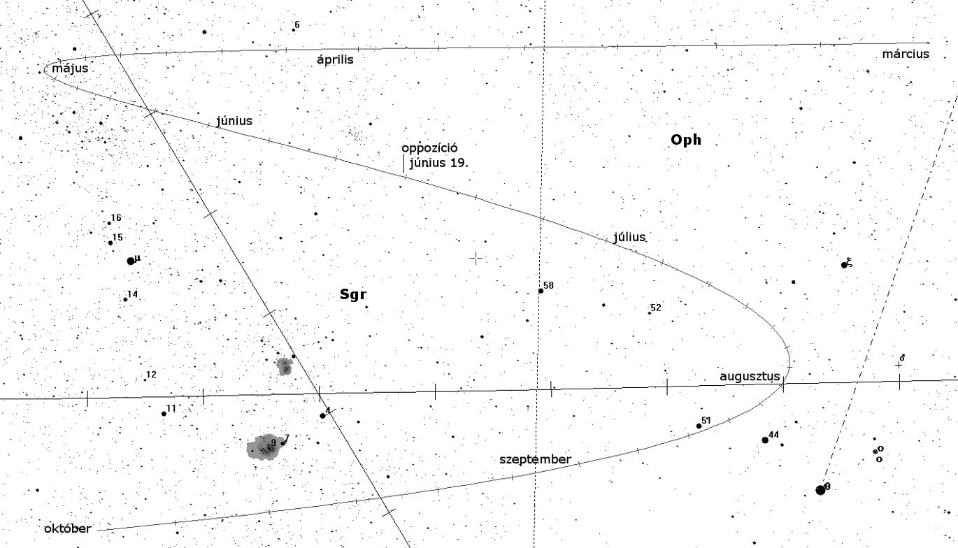 A Vesta kisbolygó keresőtérképe.